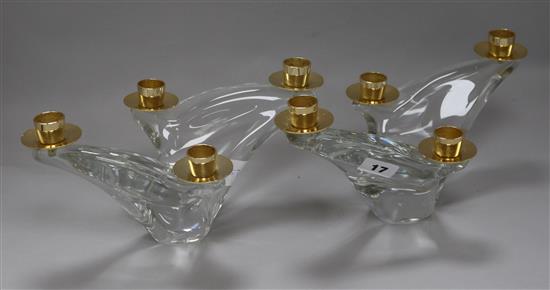 A pair of Studio glass vases, signed, height 15cm